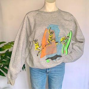 v i n t a g e :: Epic Retro Track & Field Athletic Neon Sweatshirt